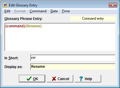 Resume command example