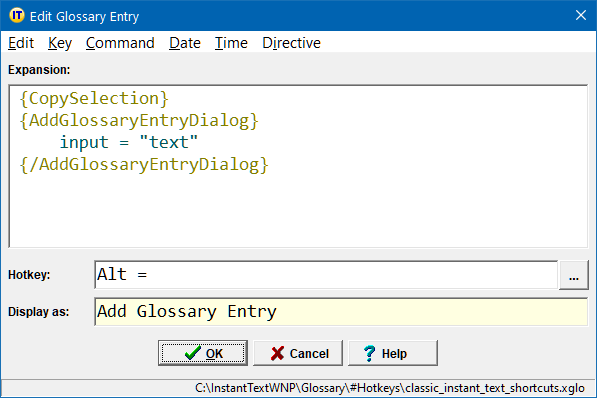 Add Glossary Entry Hotkey