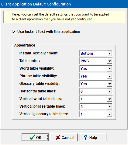 Client Configurator Defaults