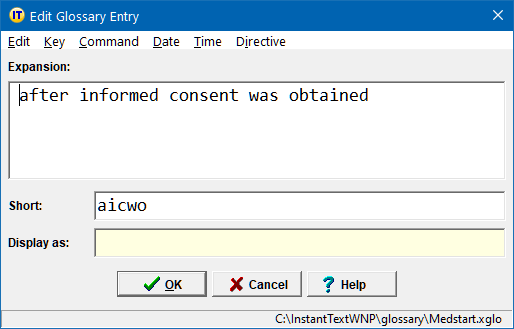 Edit Glossary Entry