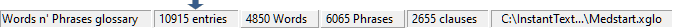 Glossary Viewer Status Bar Panel 2