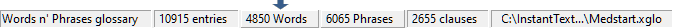 Glossary Viewer Status Bar Panel 3