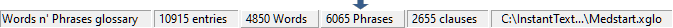 Glossary Viewer Status Bar Panel 4
