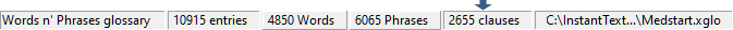 Glossary Viewer Status Bar Panel 5