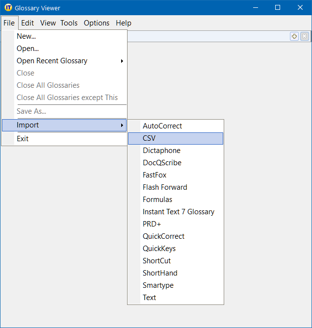 Import Foreign Glossary