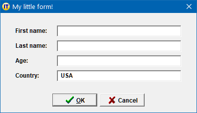 Instant Text Form example