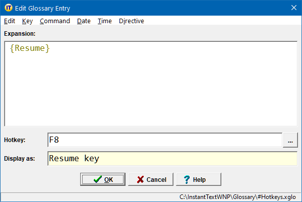 Resume Hotkey