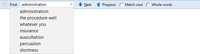 Glossary Viewer Search History
