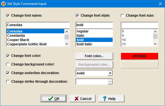 Set Style Command Input