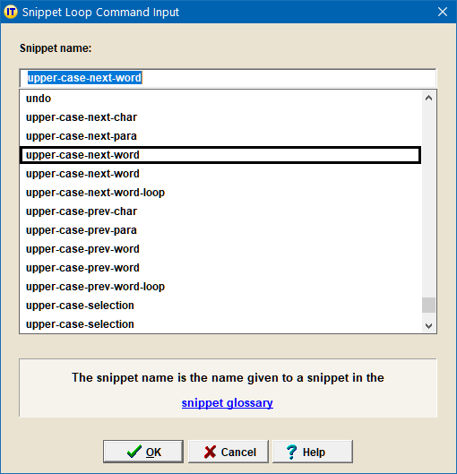 Snippet Loop Input