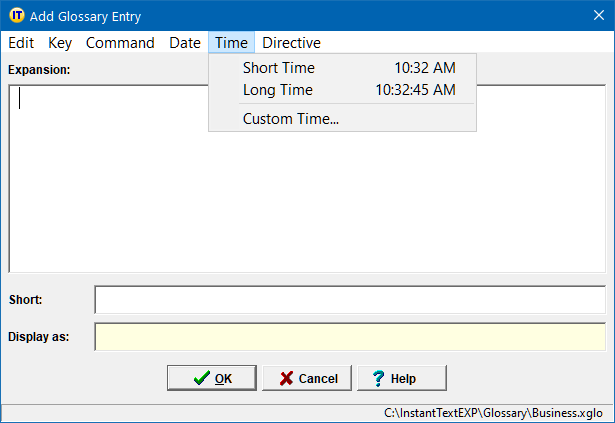 Time Menu