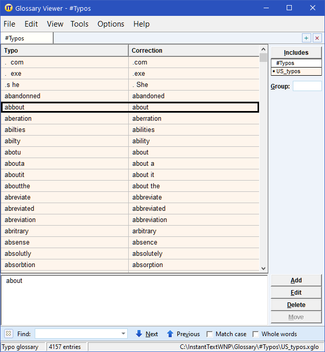 Typo Glossary