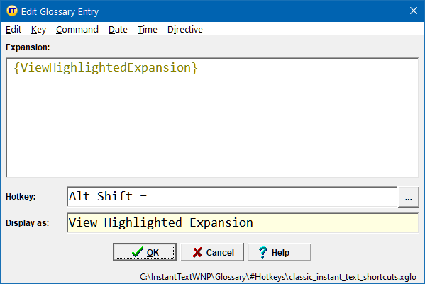 View Highlighted Expansion Hotkey