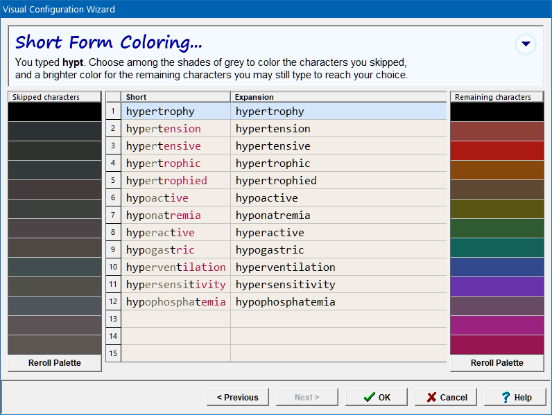 Short and Long form coloring