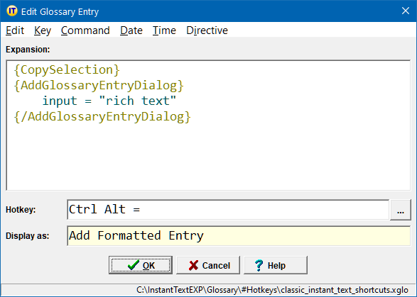 Add Formatted Entry Hotkey