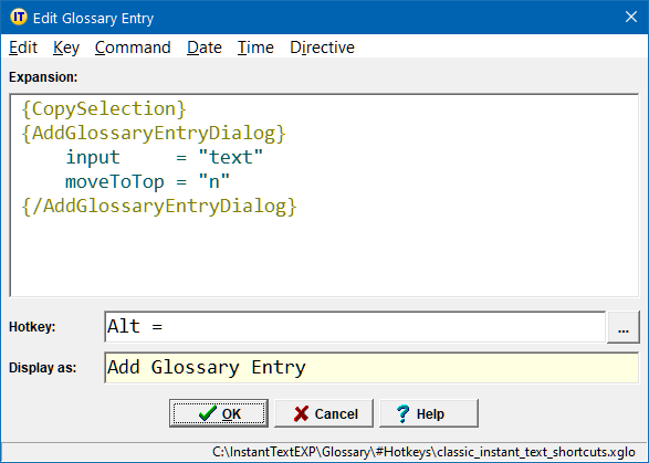 Add Glossary Entry Hotkey