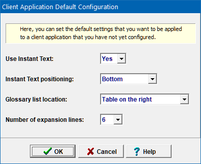 Client Configurator Defaults