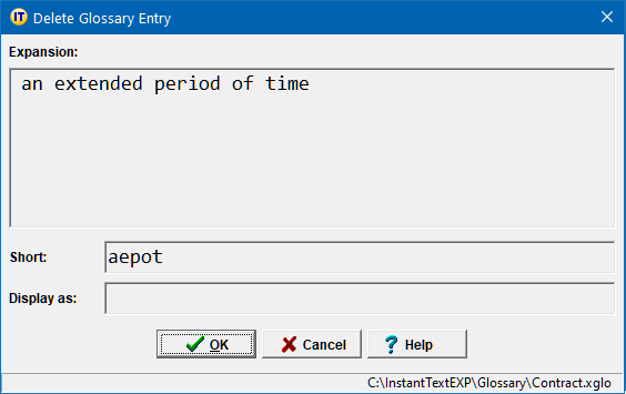 Delete Glossary Entry