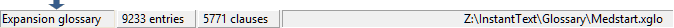 Glossary Viewer Status Bar Panel 1