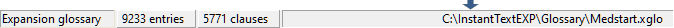 Glossary Viewer Status Bar Panel 4
