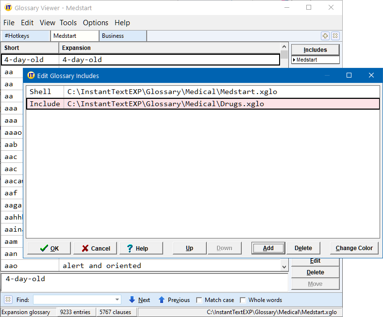 Combining Glossaries