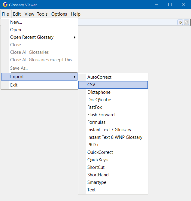 Import Foreign Glossary