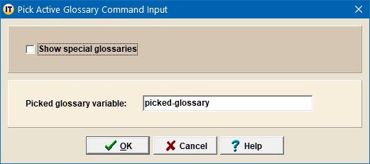 Pick Active Glossary Command Input