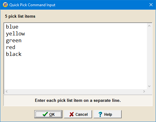Quick Pick Command Input