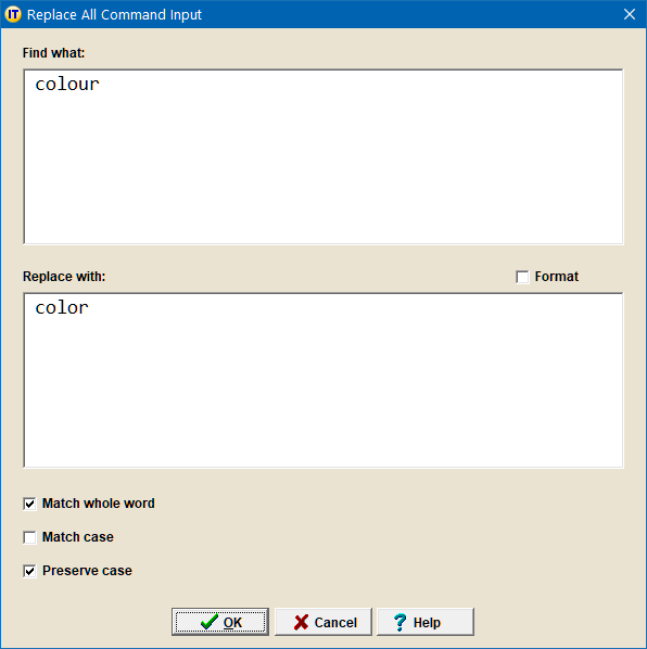 Replace All Command Input