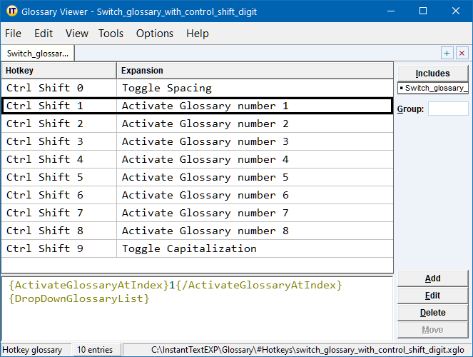 Switch Glossay with Control Digit