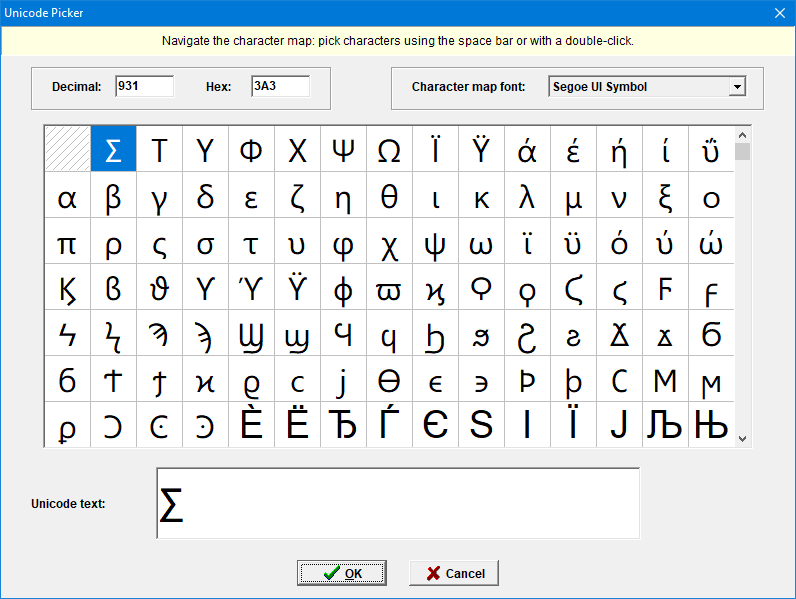 Unicode Picker