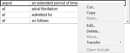 Viewer Entry Table Contextual Menu