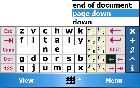 direction keys down